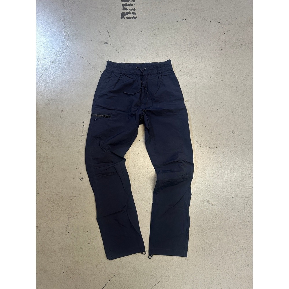 Richie Le Collection Nylon Cargo Pants Navy Blue Zip Pockets Mens Size S